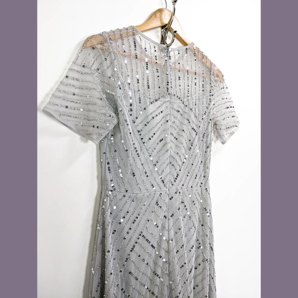 Frock and Frill Size 4 Bridesmaid Short Sleeve Maxi Gown Dress In Light Gray - Picture 8 of 12